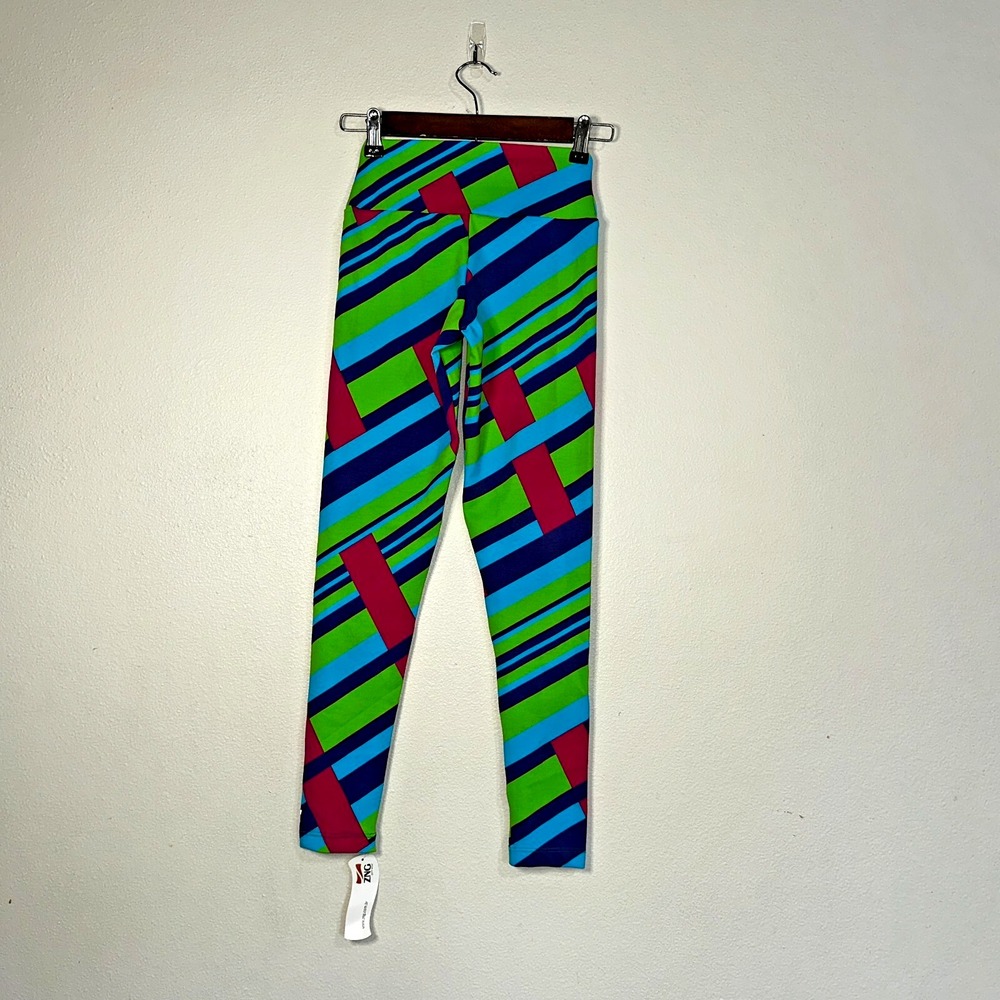 ZNG Gym Wear Workout Womens M Leggings Brazil NEW Pants Multicolor Stripes - Picture 2 of 7